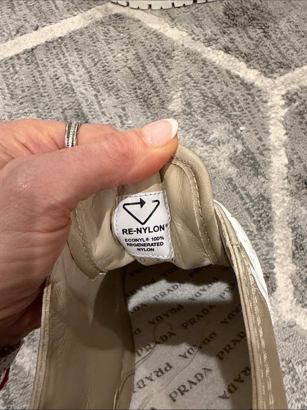 Prada Neutral-Tone Platform Lace-Up Sneakers - Picture 8 of 12